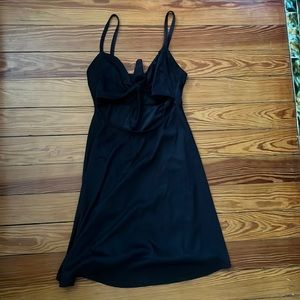 Suede Black Tie front dress